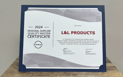 L&L Products recebeu o Certificado Mestre de Qualidade de Fornecedor Regional de 2024 da Nissan